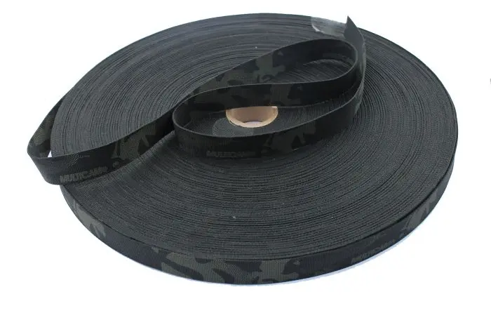 [WF-MMI-MCBL-NYL-0025-DSP] Nylon Gurtband MultiCam® Black 25 mm beidseitig bedruckt – Meterware