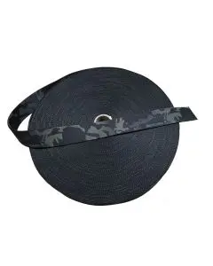[WF-MMI-MCBL-NYL-0038-DSP] Nylon Webbing MultiCam® Black 38 mm (1,5") double-sided printed – sold by the meter 