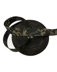 Nylon Webbing Type MultiCam® Black 50 mm (2"), double‑sided printed – sold by meter