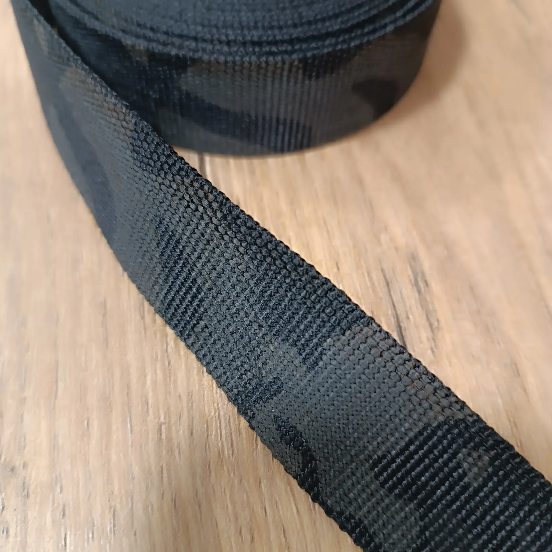 Nylon Tubular Webbing Multicam Black 25 mm (1") – sold by the meter