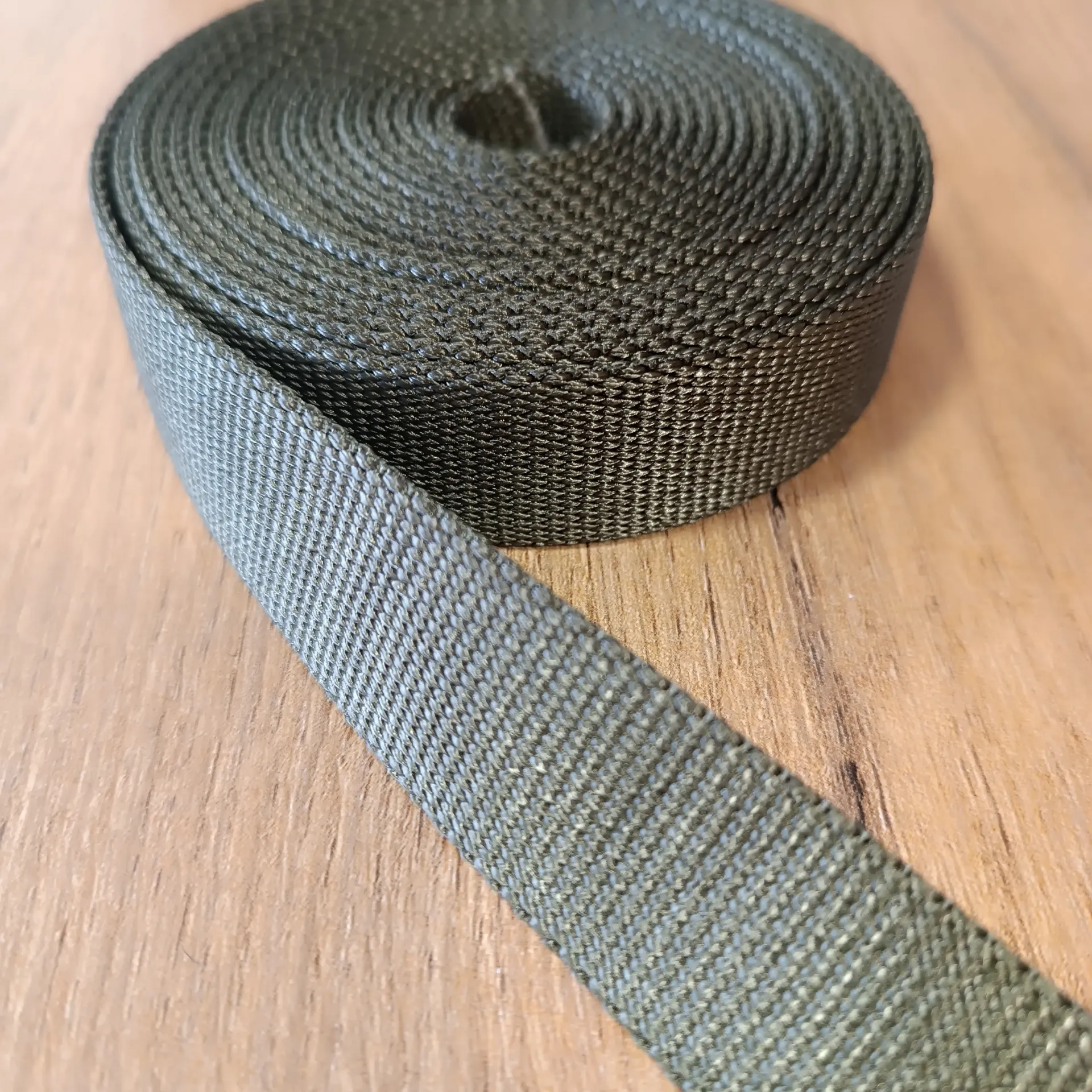 [WT-PAS-OD-NYL-0025-000] Nylon Tubular Webbing Olive 25 mm (1") – sold by the meter